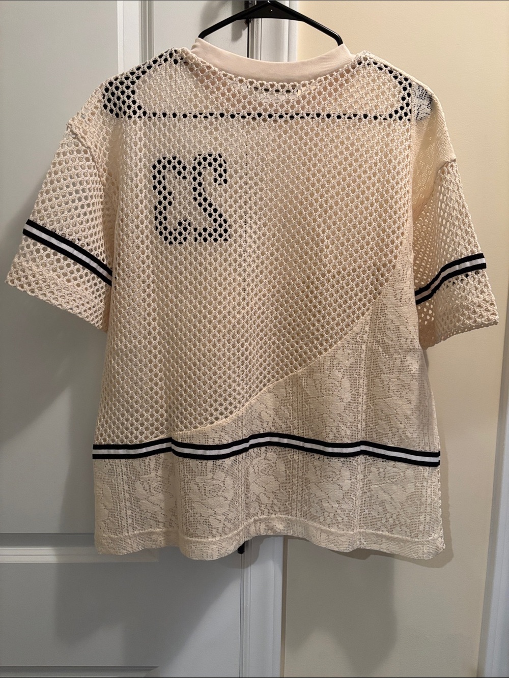 NWOT Varsity 23 Oversized Lace Crochet Knit Top (Cream) - Picture 4 of 4